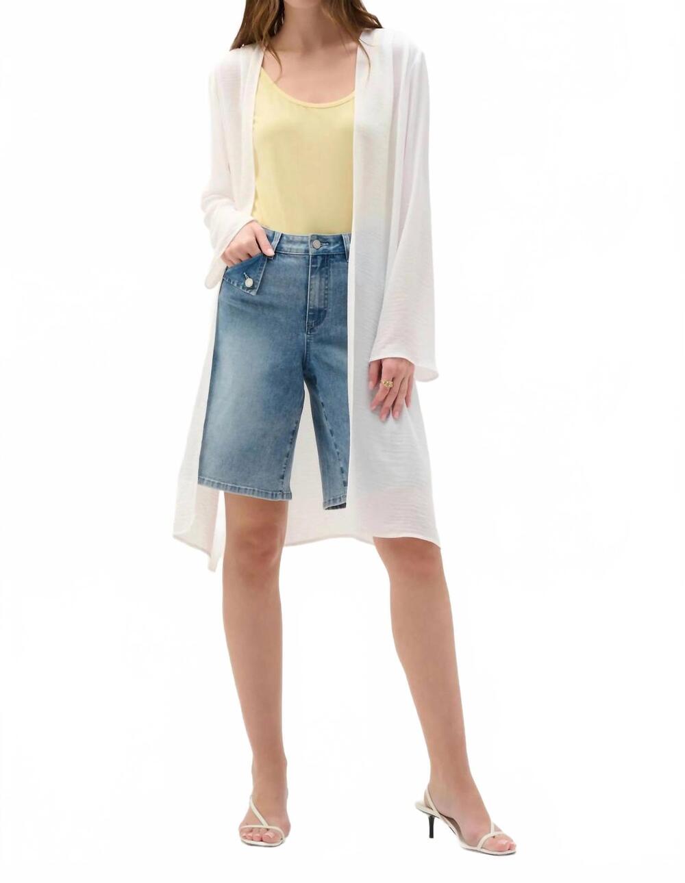 NEW JOSEPH RIBKOFF open front gauze longline cover-up in vanilla